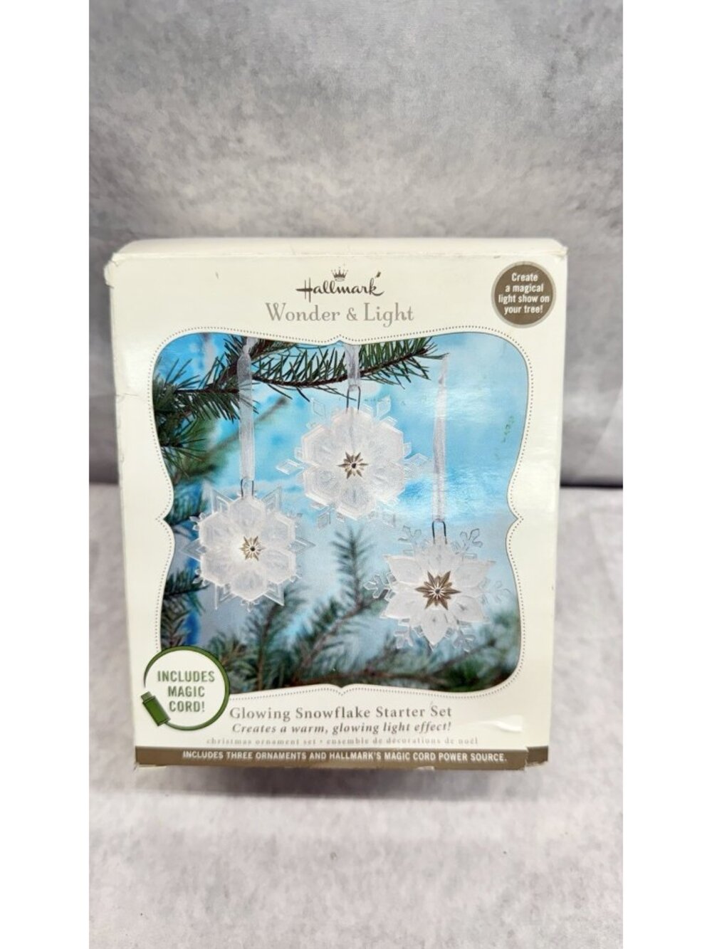 Hallmark 2010 Wonder & Light Glowing Snowflake Starter Set Magic Cord Christmas